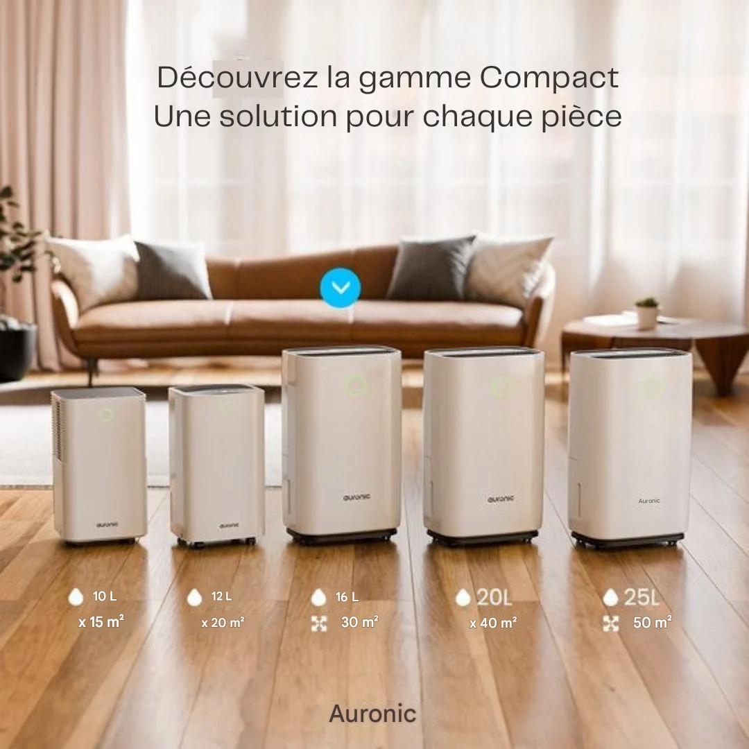 Déshumidificateur Auronic - plastique - Capacité de 16 l par jour - Fonction Lavage-Séchage & Mode Nuit - Pour chambre et salon - Blanc