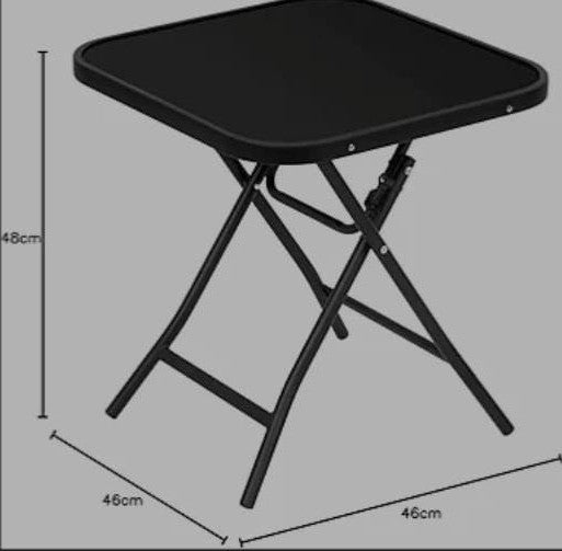 Table d'appoint pliable en métal Woltu - Plateau en verre trempé - Noir - 46 x 46 x 48 cm