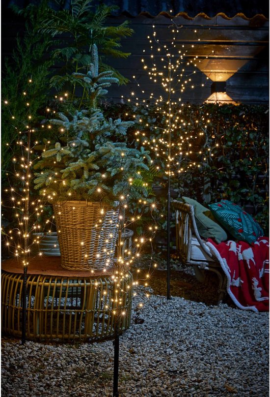 Luca Arbre à lumière avec éclairage LED blanc chaud - H200 x Ø18 cm - Noir