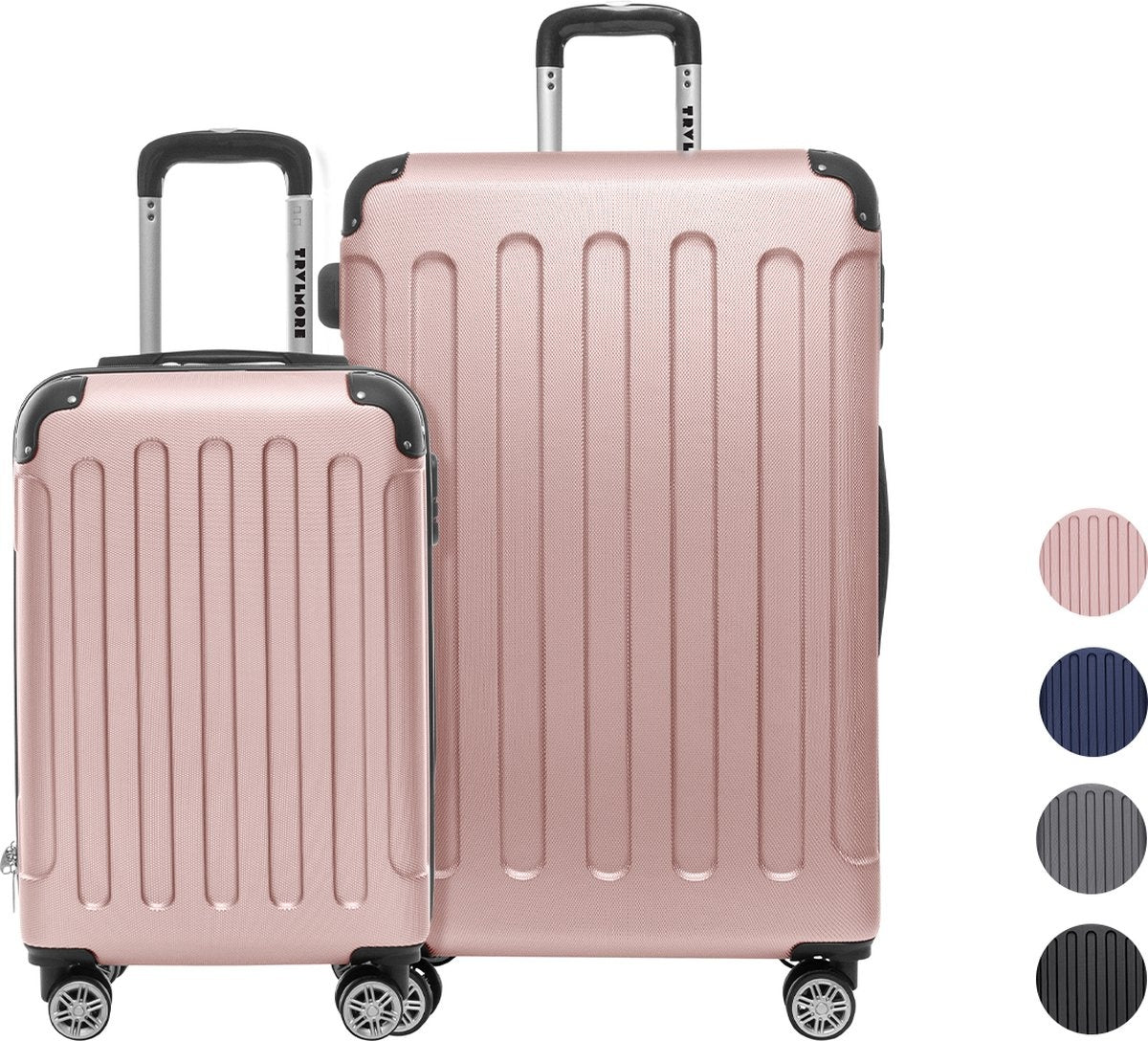 TRVLMORE Set de valises - 2 pièces - 38L (bagage à main) + 110L - Rose Gold
