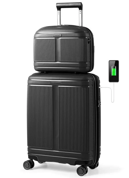 Ensemble de valises Coast 2 pièces – Valise cabine de 20 pouces et trousse de toilette de 14 pouces – Noir