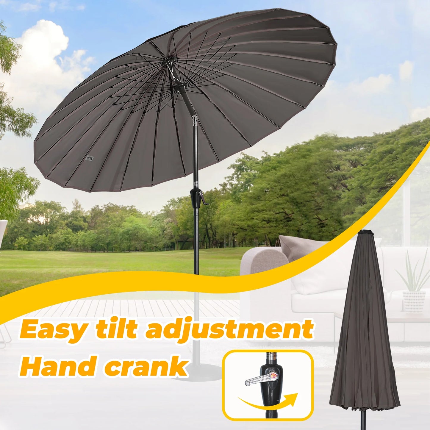 Angel Living – Parasol de jardin inclinable de 250 cm, rouge – Manivelle, protection UV, armature en aluminium