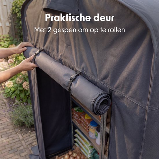 LifeGoods Abri de jardin pliable - Tente d'abri - pliable - tente pour vélo - rangement de jardin - armature en acier - 220x150cm - abri de jardin - gris