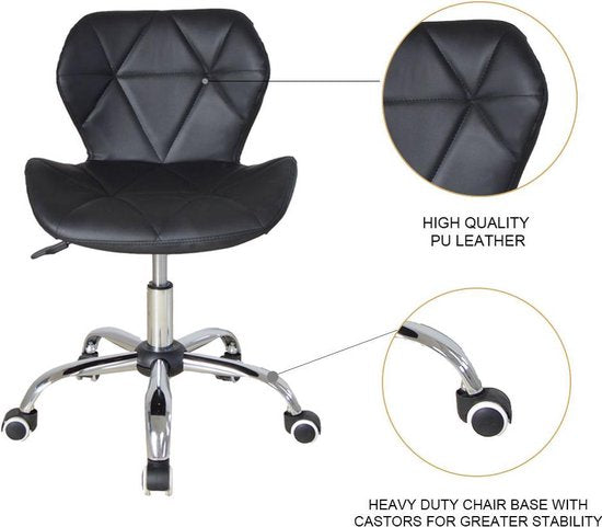 Chaise de bureau au design moderne - fauteuil de direction - hauteur réglable - noir
