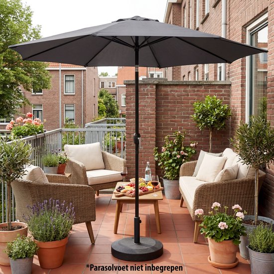 Parasol à mât Tristar - 300 cm, rond - Jardin et balcon - Inclinable - Housse de protection incluse - PA-7903 - Gris foncé