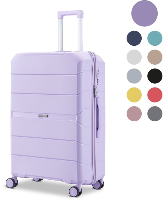 SKYCASES Urban Adventurer - Valise de voyage moyenne - Verrouillage par numéro - 44x27x66cm - 78L - Valise de voyage avec verrouillage de valise - Roues pivotantes - Violet