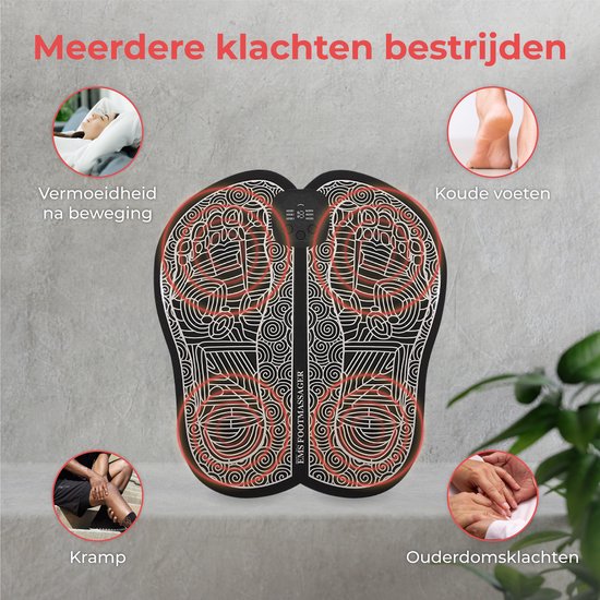 Nuvance - Appareil de massage des pieds avec écran - Tapis de massage EMS - Stimule la circulation - Appareils de massage - Sans fil - 54 positions - Noir
