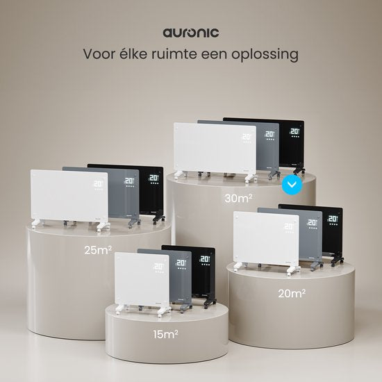 Auronic Electric Heater - Convector Heater with Thermostat and Remote Control - Glass Panel Heater - 1500W Heater - White