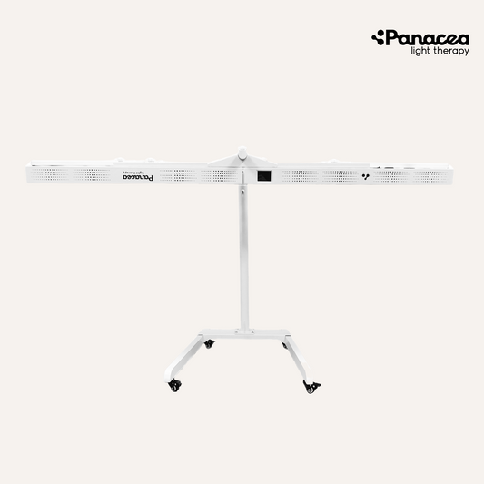 Support mobile et réglable pour les panneaux de luminothérapie - Panacea - Hauteur réglable jusqu'à 160 cm - Max. 20 kg - Métal - Blanc