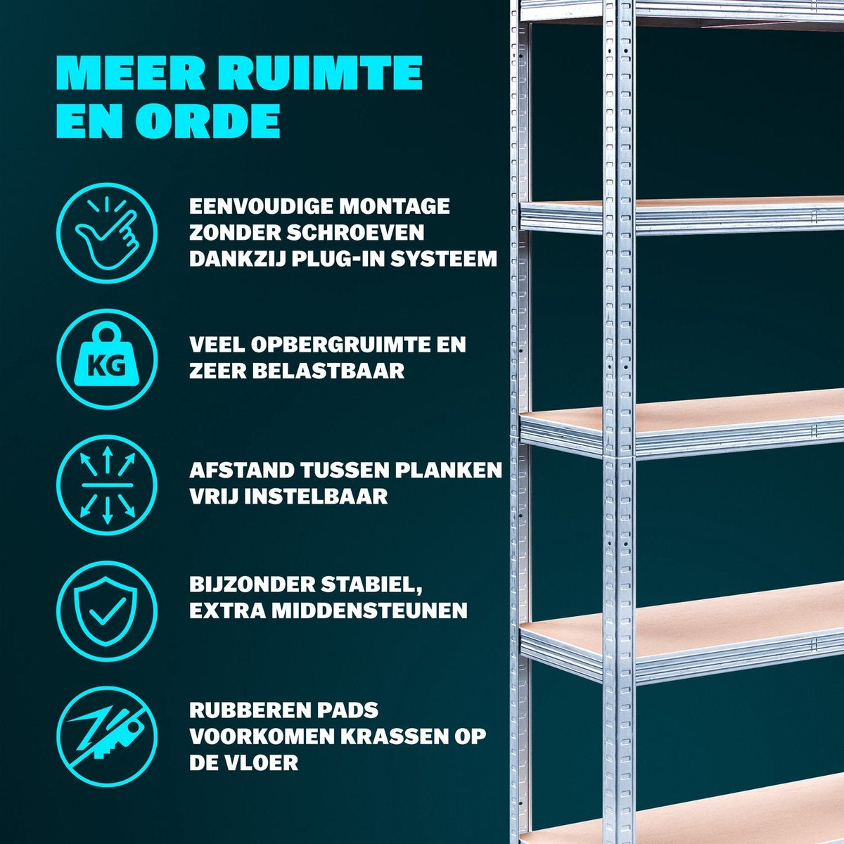 Armoire de rangement/étagère en métal 2 pièces avec 5 étagères - Capacité de charge de 875 kg - (HxLxP) 180x90x40 cm - 175kg par étagère