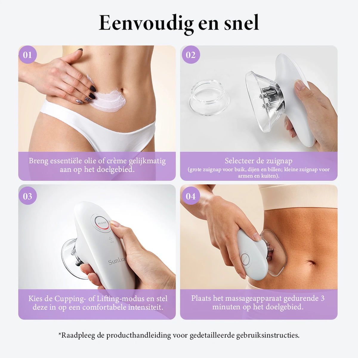 Appareil de massage anti-cellulite Sunluxy BCE1 - EMS + vide + lumière rouge - 3 modes pour le corps et le visage - rechargeable - 19,4 x 17 x 7,8 cm