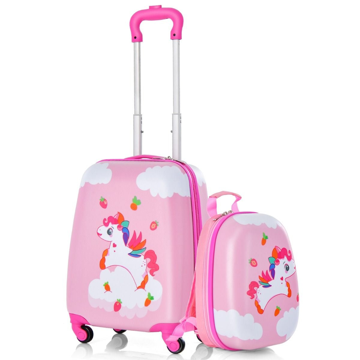 Coast 2-Piece Kids Suitcase + Backpack Kids Trolley - Hard shell Pink