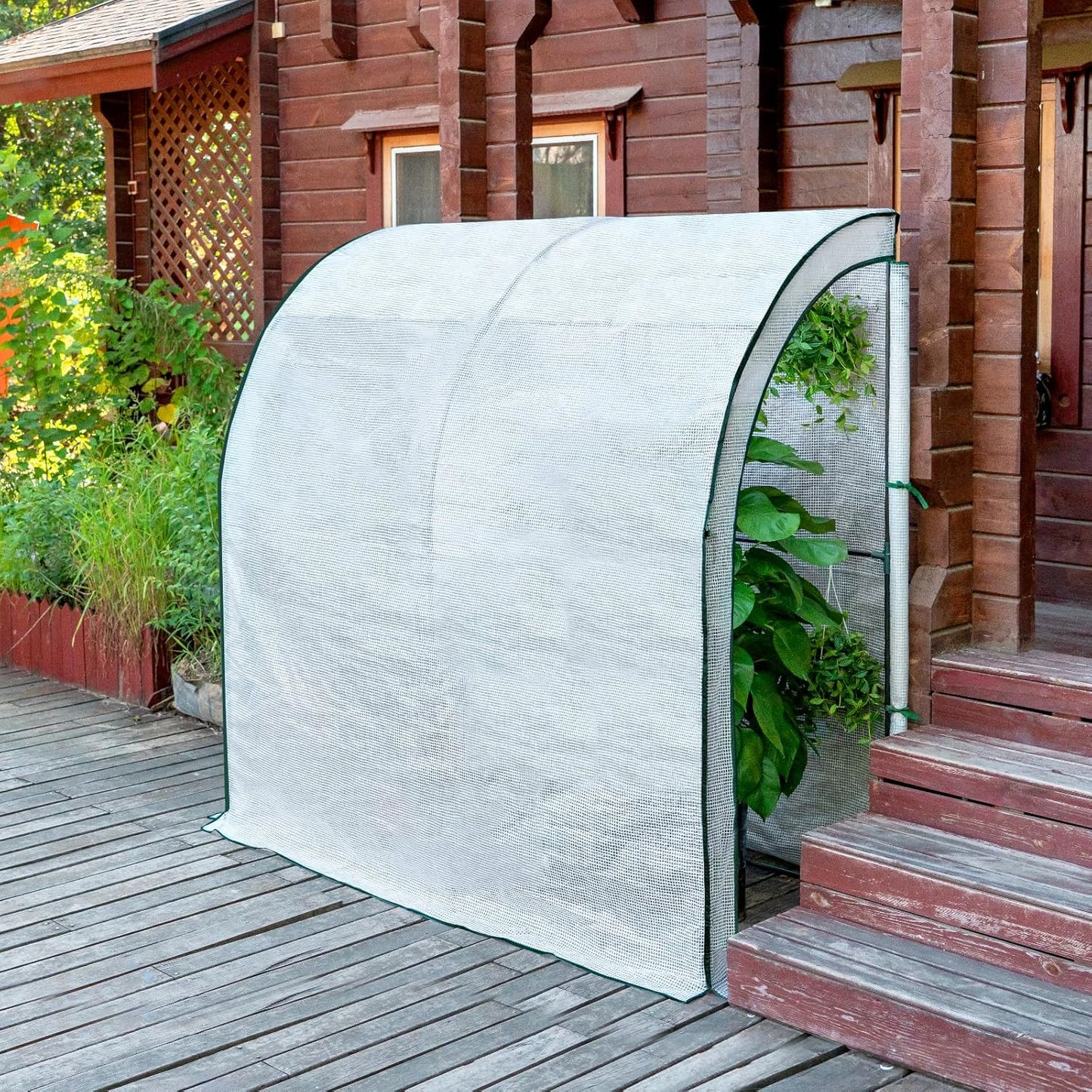 Serre de jardin Woltu - Demi-cercle - 200 x 100 x 210 cm - Blanc