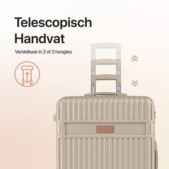 SKYCASES – Valise de voyage moyenne – Classic Heritage – Légère – Serrure TSA – 66 x 45 x 26 cm – 63 L – Valise à roulettes M – Roulettes silencieuses – Beige