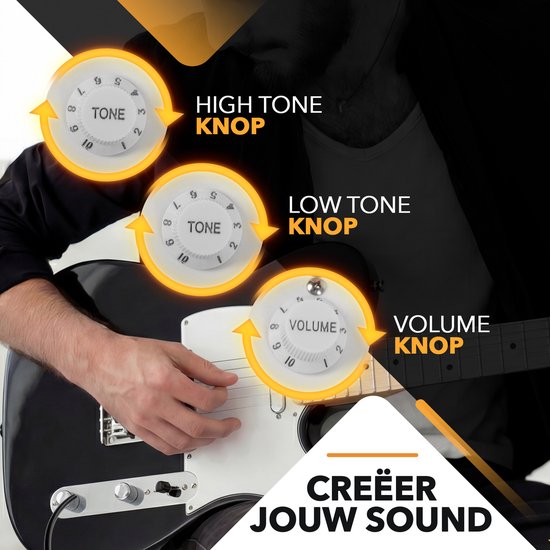 Guitare électrique Finesse avec ampli - avec cours vidéo - TE Guitare - Adultes - Enfants - Noir