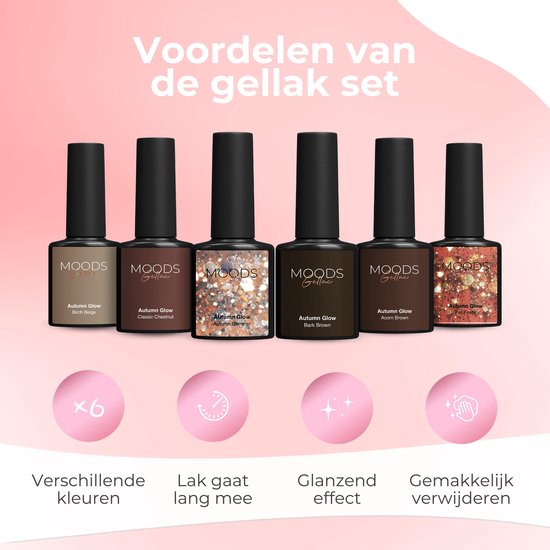 Moods Gellac 6-Piece Set - Gel Nail Polish Starter Pack - Vernis à ongles en gel - 8ML - Autumn Glow - Gellac - Nails - Chic Colours
