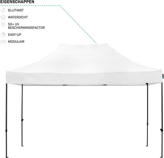 Tente de fête VONROC - 3 x 4,5 m – Tente de fête Premium à montage facile – Conception modulaire – Pliable – Imperméable – Armature en acier – Protection UV 50+ – Sac de rangement inclus – Blanc