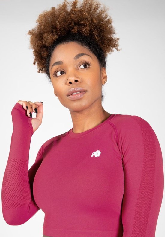 Gorilla Wear Hilton Seamless Cropped Long Sleeves - Fuchsia - XS/S