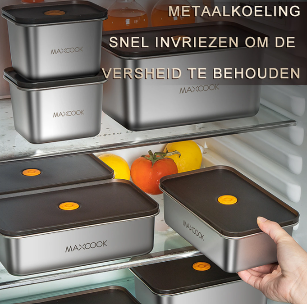 Lot de 4 récipients alimentaires Maxcook en acier inoxydable - Argent - Acier inoxydable 304