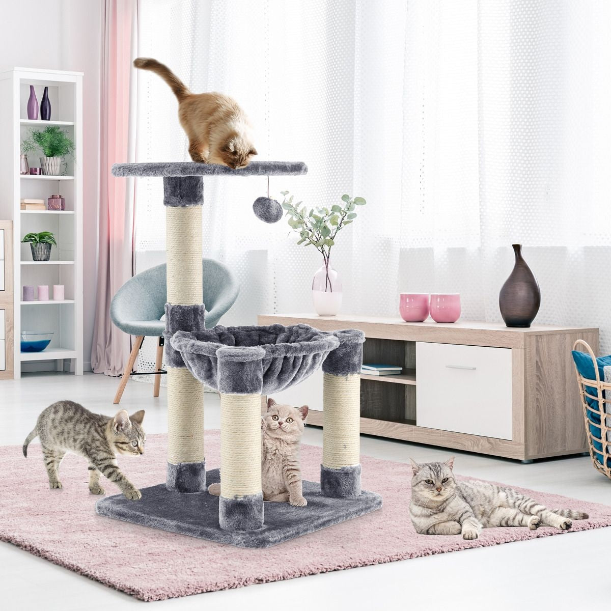 Coast Multi -Storey Scratching Post Arbre à chat avec un hamac confortable gris