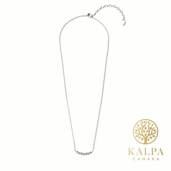 Yolora Dames Ketting met Kalpa Camaka Kristallen - Zilverkleurig - 18K Witgoud Verguld - Vrouwen Collier Zilver - Sieraden - Halsketting - Luxe Giftbox - Geschenkdoos - Cadeau doos - Exclusieve Geschenkverpakking - Mooie Cadeauverpakking