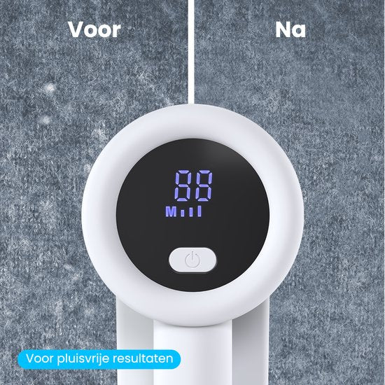 Auronic Electric Lint Remover Pro - Tondeuse à peluches - Autonomie 120 minutes - Rechargeable - Affichage LED - Défoliateur - Blanc