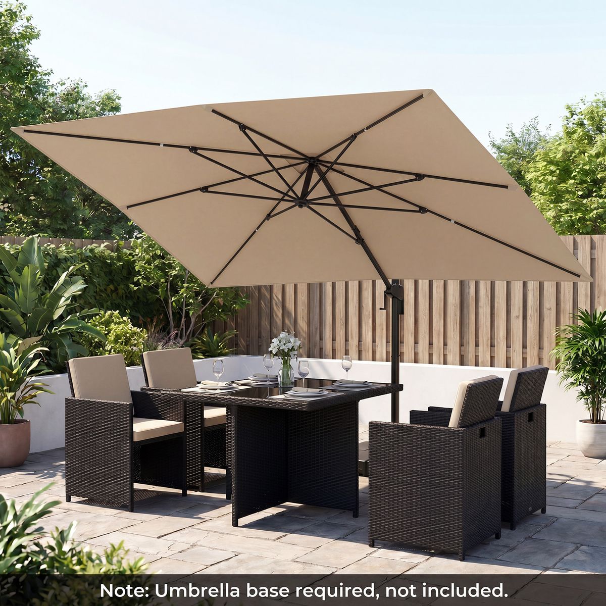 Parasol rectangulaire Coast - pied à pédale et manivelle - 300 x 390 cm - beige
