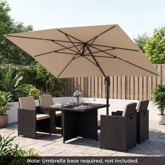 Parasol rectangulaire Coast - pied à pédale et manivelle - 300 x 390 cm - beige