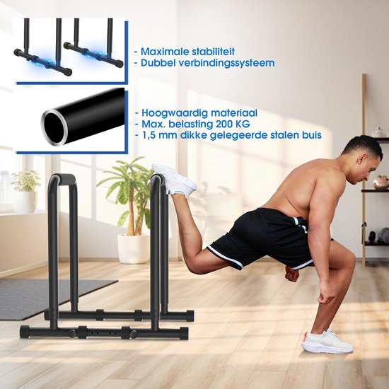 DH FitLife Dip Bars | Dip Station | Strength Station Fitness Equipment for Home | Parallettes Calisthenics Training Equipment | Strength Training 80-100 cm réglable individuellement
