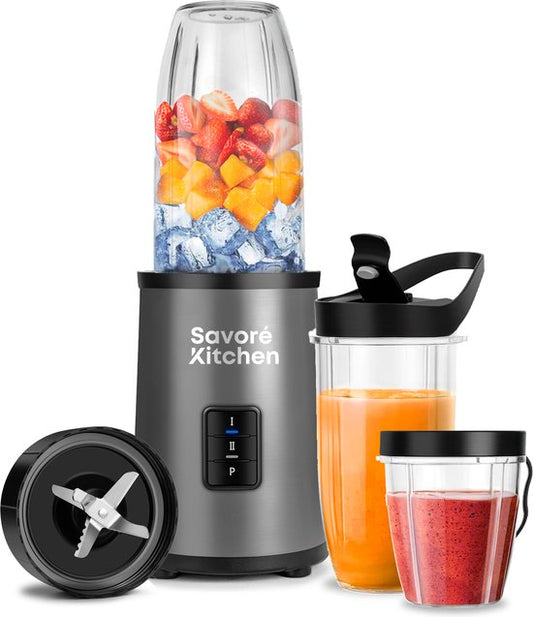 Blender NutriPower Pro - Savoré Kitchen - Blender à emporter - Mixeur à smoothie - 2 gobelets