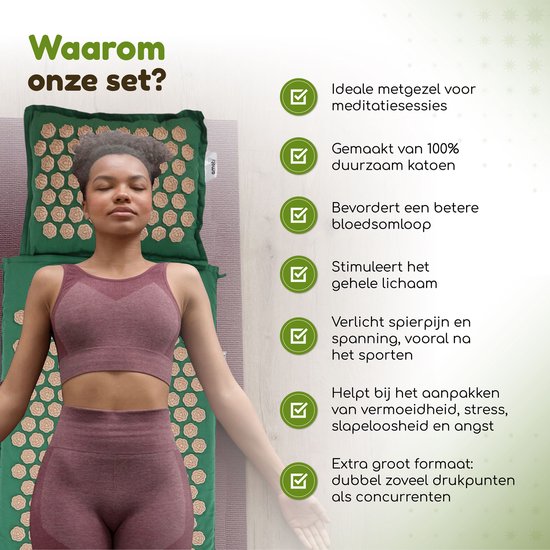 Amati Blue Lotus Spijkermat - Incl. Kussen en Accessoires - Grijs