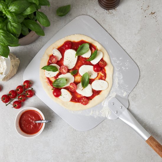 Boska Serveur à pizza Barbecue - Poignée courte - Stable - Aluminium - Chêne - Accessoires barbecue