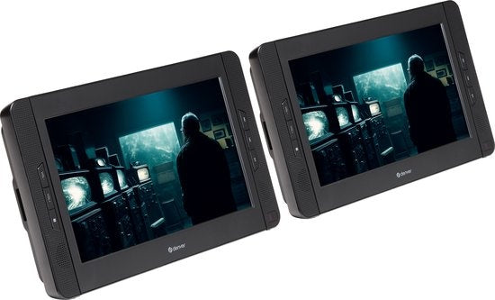 Lecteur DVD portable pour voiture - Denver - 25cm - 2 écrans - Support appui-tête - Noir