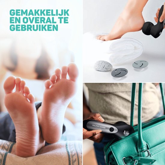 Vulpes Goods® BeautyCare - Extracteur de callosités électrique PRO - 6 disques de callosités inclus - Extracteur de callosités électrique - Set d'extraction de callosités professionnel, set de pédicure de 10 pièces et sac de voyage - lime pour les pieds -