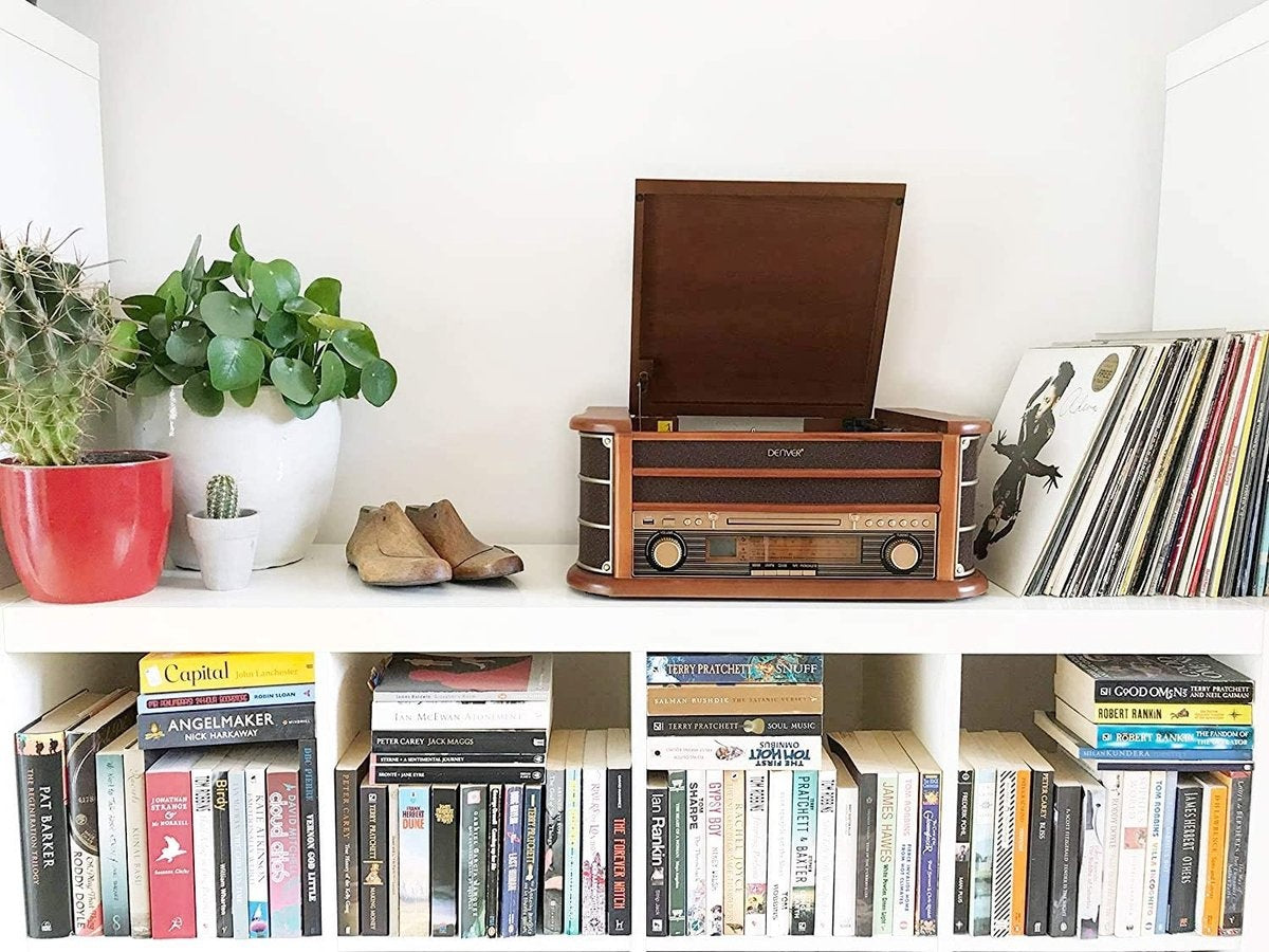 Platine vinyle - Denver - Tourne disque - Design rétro -Radio FM/AM - Radio CD Player - Bois