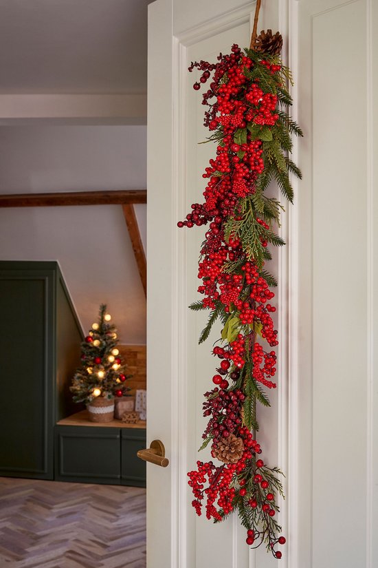 Mica Decorations : guirlande de Noël en forme de gouttes « Randell » - L 110 x l 18 x H 10 cm - Rouge