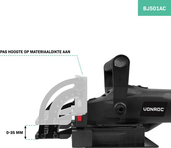 VONROC Flap cutter 900W - Dowel cutter - Inclus 50 lames (taille 20) et sac de collecte des poussières
