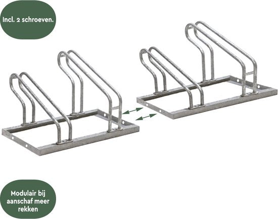BRASQ Porte-vélos pour 2 vélos - Support pour vélos - Support pour vélos - Support pour vélos pour le sol Comprend le matériel de fixation - Argent