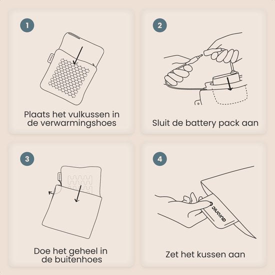 Auronic Heat Pillow - Classic - 45x45 - Sans fil - Rechargeable - Oreiller électrique - Infrarouge - Bleu