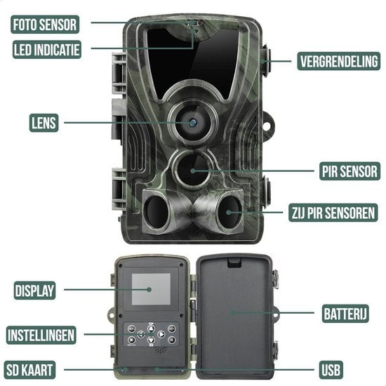 Strex Wildlife Camera avec WiFi et vision nocturne - 120MP 4K ULTRA HD - Waterproof - Incl. 32 GB SD - Wildlife Camera