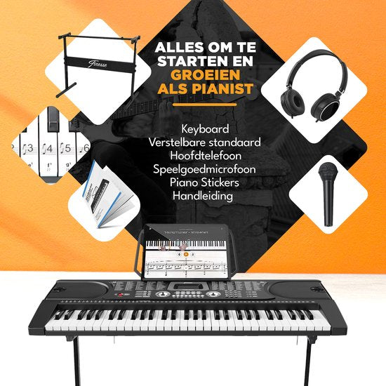 Finesse Keyboard Piano - Stand & Accessories - 61 touches - Digital Piano - Electric Piano - Child
