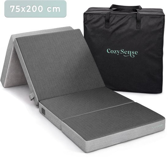 Matelas pliable CozySense® 75 x 200 cm – Matelas d'appoint – Matelas pliable – Respirant – Housse amovible et sac de transport – Épaisseur : 10 cm – Fermeté moyenne