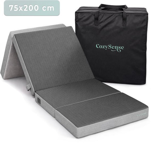 Matelas pliable CozySense® 75 x 200 cm – Matelas d'appoint – Matelas pliable – Respirant – Housse amovible et sac de transport – Épaisseur : 10 cm – Fermeté moyenne