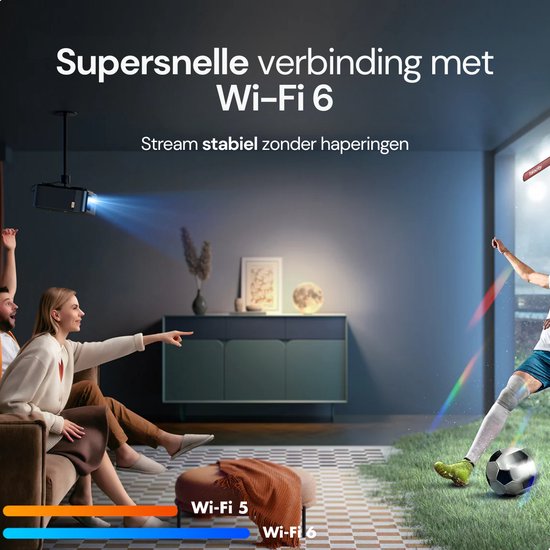 Projecteur Yaber K2S – Projecteur avec Dolby Audio et haut-parleurs JBL 2.0 – 800 lumens ANSI, Full HD 1080p – Android TV (plus de 7 000 applications) – Wi-Fi 6/Bluetooth – Home cinéma portable – Noir
