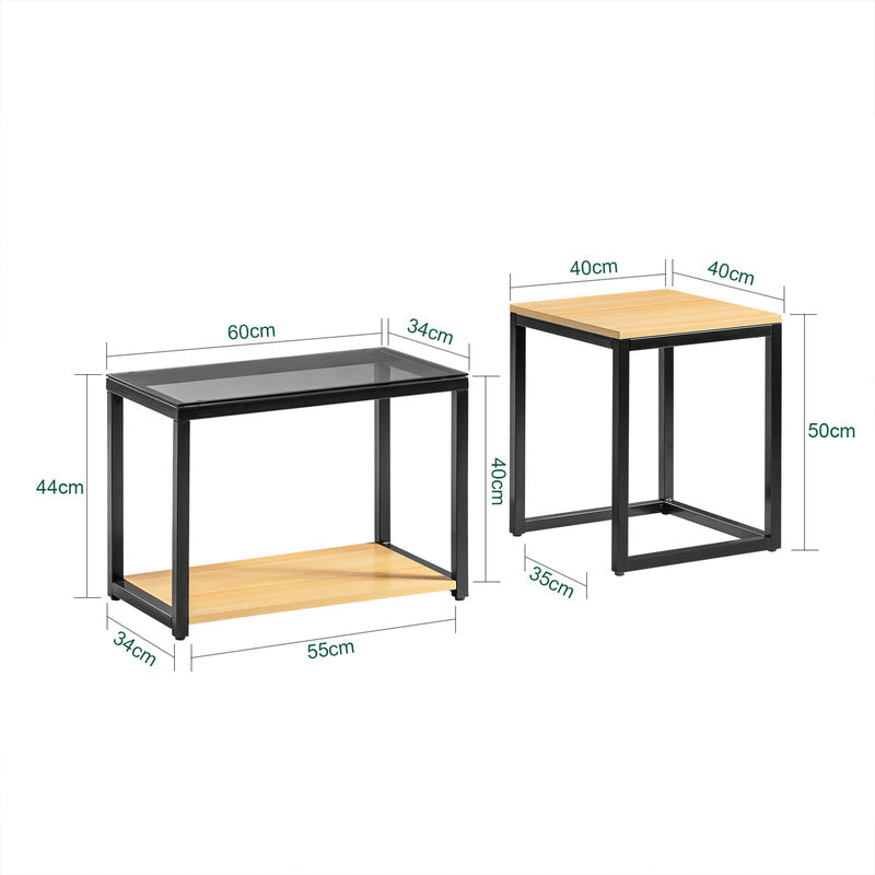 SoBuy Tables d'appoint - Lot de 2 tables basses - Max 25KG - 40 x 40 x 50 cm - Couleur bois