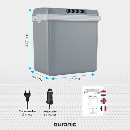 Glacière portative Auronic Electric - Froid ou Chaud - 25L - 12V et  240V - Gris