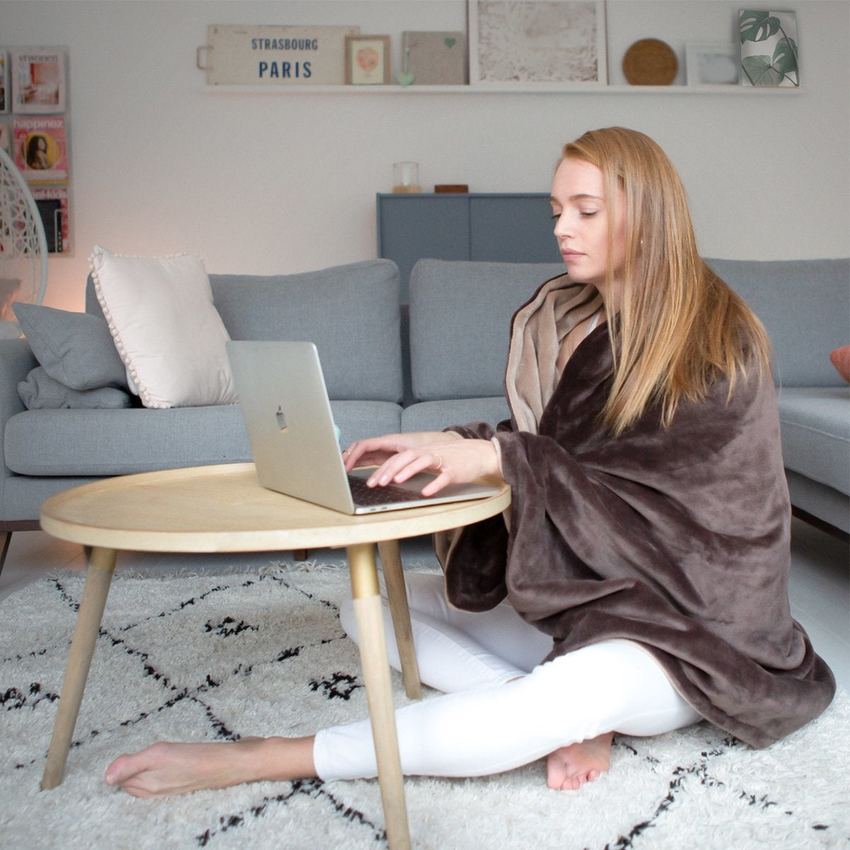 Couverture chauffante électrique - Auronic - 2 personnes - 3 niveaux de chaleur - 200 x 180 cm - Marron