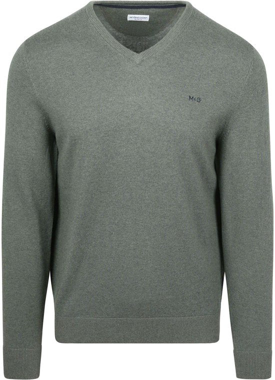 Pull McGregor en laine mérinos, col en V, vert sauge - Taille S - Homme - Pulls