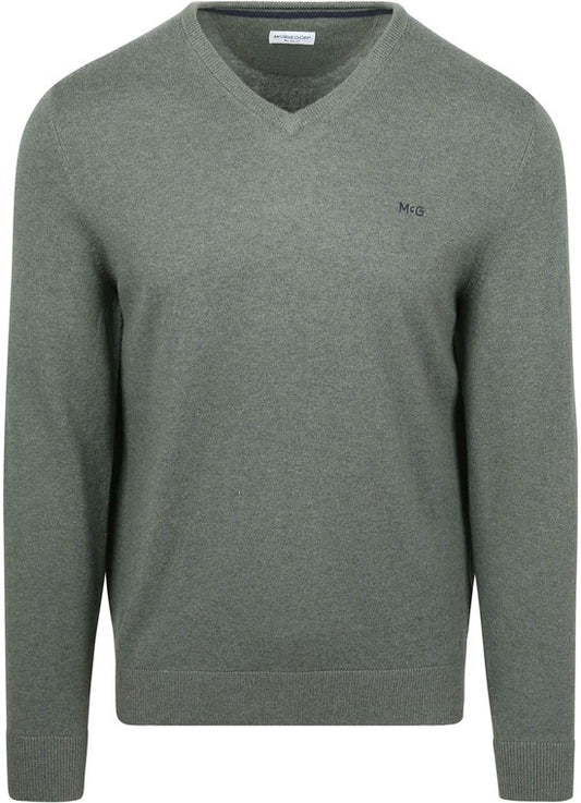 Pull McGregor en laine mérinos, col en V, vert sauge - Taille S - Homme - Pulls