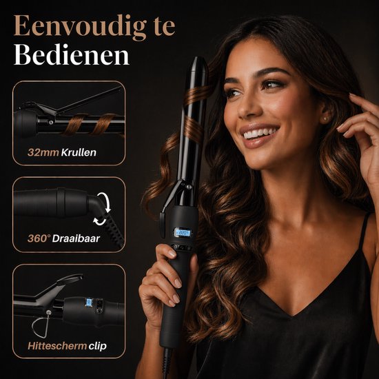 Vaive Fer à boucler avec pince - 32MM - Fers à boucler - Boucleur de cheveux - Fer à boucler